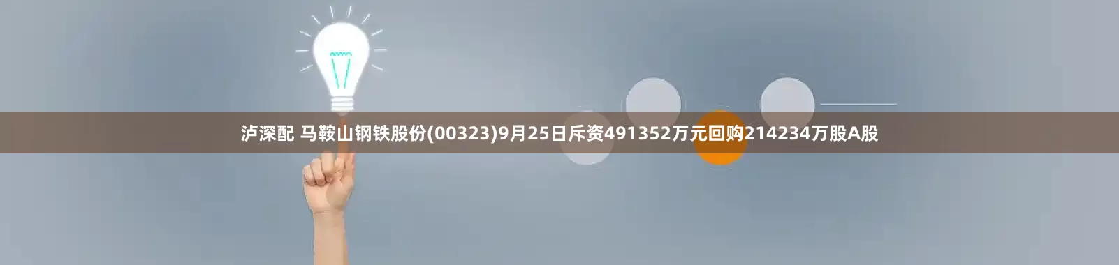 泸深配 马鞍山钢铁股份(00323)9月25日斥资491352万元回购214234万股A股